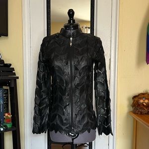 Belgin Francis Leaf Design Leather Jacket